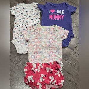 Newborn Baby Girl Spring Bundle Onsies And Shorts